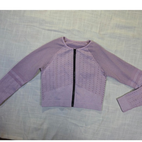 Tops - Purple Seamless Full Zip Cropped Performance Jacket Mesh Vent Athletic Top